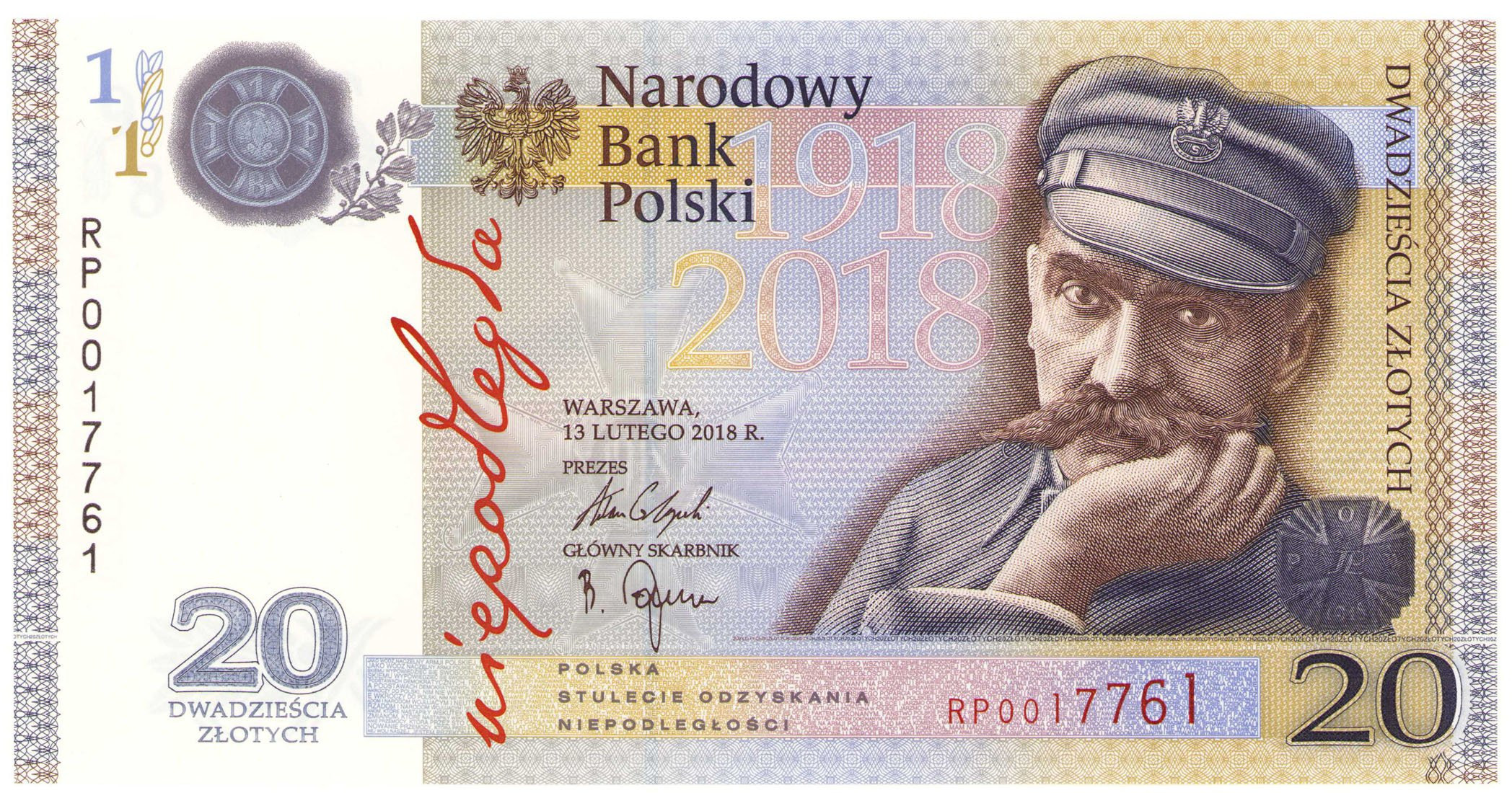 Banknot 20 złotych 2018 Niepodległość